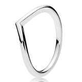 925 Silver Wish Bone Ring Set with Crystal - Rose Gold Shine for Women