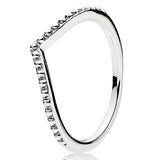 925 Silver Wish Bone Ring Set with Crystal - Rose Gold Shine for Women