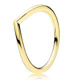 925 Silver Wish Bone Ring Set with Crystal - Rose Gold Shine for Women