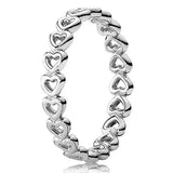 925 Silver Linked Hearts Tree Of Love Ring For Women