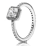 925 Silver Signature Lock 4 Claw Ring Timeless Elegance Jewelry