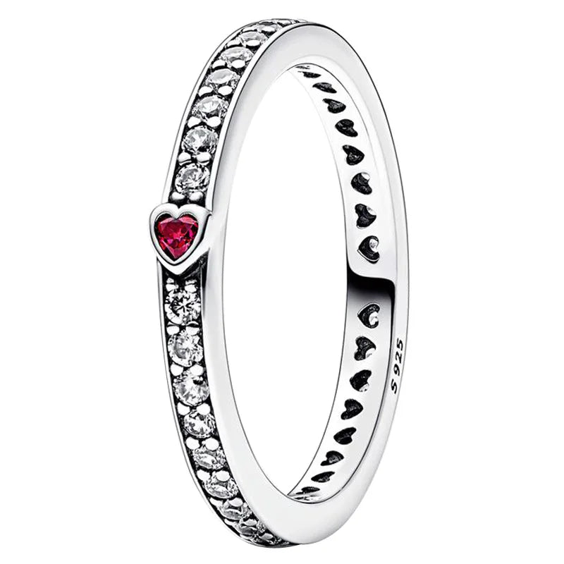 925 Silver Sparkling Love Message Crystal Ring Women Wedding Gift
