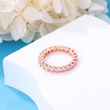 925 Silver Heart Zircon Snowflake Ring Pink Engagement Wedding