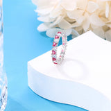 925 Silver Heart Zircon Snowflake Ring Pink Engagement Wedding