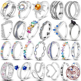 925 Silver Zircon LOVE Wedding Rings for Women Engagement Jewelry