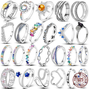 925 Sterling Silver Zircon LOVE Wedding Ring Engagement Jewelry