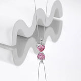 925 Silver Love Necklace Pink Purple Tourmaline Heart Crystal Charm