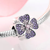 925 Silver Romantic Purple Flowers Anchor Love Locks DIY Beads