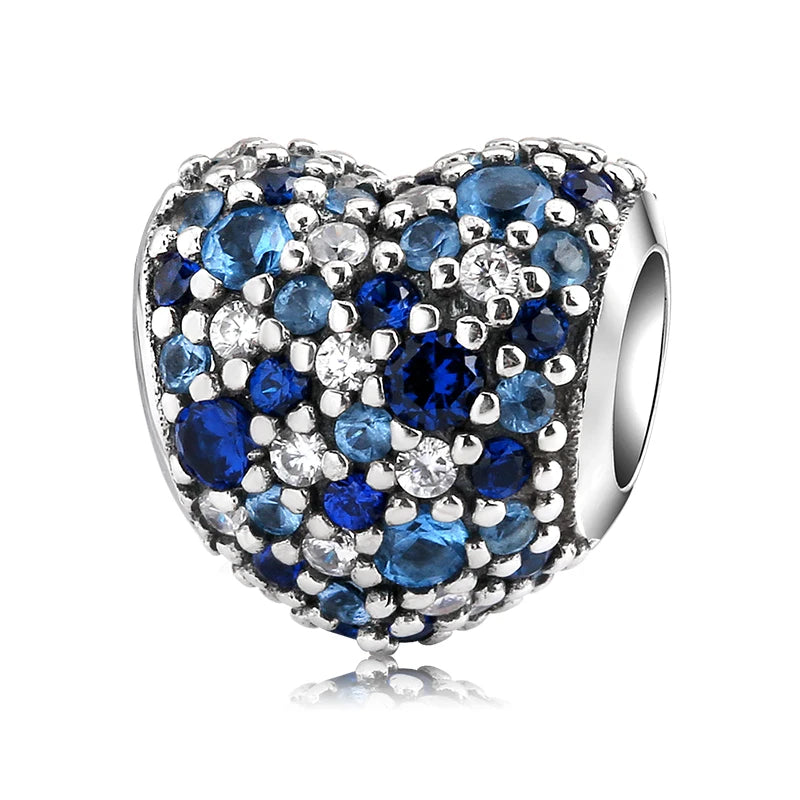 925 Silver Romantic Purple Flowers Anchor Love Locks DIY Beads