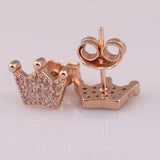 925 Silver Rose Crown Stud Earrings Women Gift Jewelry