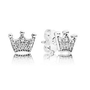 925 Silver Rose Crown Stud Earrings Women Gift Jewelry