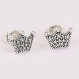 925 Silver Rose Crown Stud Earrings Women Gift Jewelry