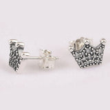 925 Silver Rose Crown Stud Earrings Women Gift Jewelry
