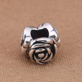 925 Silver Rose Flower Charms Bead European Bracelet Jewelry