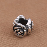 925 Silver Rose Flower Charms Bead European Bracelet Jewelry