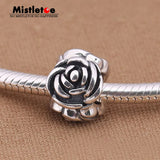 925 Silver Rose Flower Charms Bead European Bracelet Jewelry
