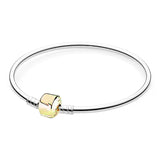 925 Silver Rose Clasp Snake Chain Bangle
