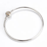 925 Silver Rose Clasp Snake Chain Bangle