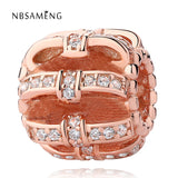 925 Silver Rose CZ Bow Tie Bead Charm for Bracelets, DIY Jewelry