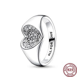 925 Silver Rose Heart Padlock Ring for Women