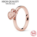 925 Silver Rose Heart Padlock Ring for Women