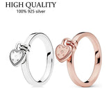 925 Silver Rose Heart Padlock Ring for Women