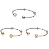 925 Silver Rose Snake Open Bangle Bracelet