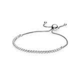 925 Silver Pink Sparkling Tennis Bracelet Charm Jewelry