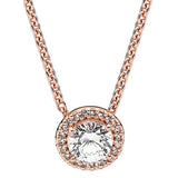925 Silver Rose Sparkle Crystal Necklace For Women DIY Jewelry