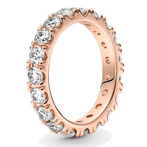925 Silver Rose Sparkling Eternity Ring Wedding Party Jewelry