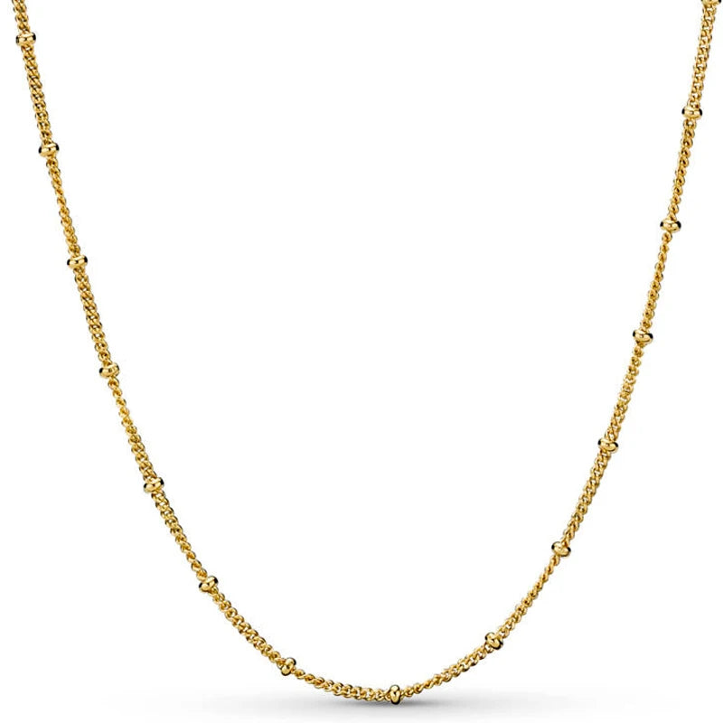 925 Silver Rose Vintage Beaded Chain Necklace For Women DIY Jewelry
