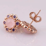 925 Silver Rose Heraldic Radiance Stud Earrings Women Gift DIY Jewelry