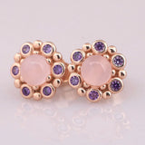 925 Silver Rose Heraldic Radiance Stud Earrings Women Gift DIY Jewelry