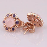 925 Silver Rose Heraldic Radiance Stud Earrings Women Gift DIY Jewelry