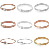 925 Silver Rose Moments Snake Chain Ball Clasp Bracelet Bangle