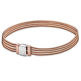 925 Silver Rose Moments Snake Chain Ball Clasp Bracelet Bangle