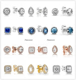 925 Silver Rose Elegance Crystal Stud Earring Wedding Gift