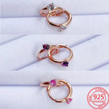 925 Sterling Silver Round Hoop Drop Earrings Diamond Girl Earrings