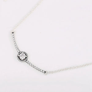 925 Sterling Silver Sparkle Necklace Women Bead Charm Gift DIY Jewelry