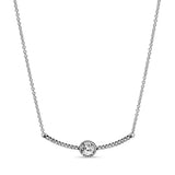 925 Sterling Silver Sparkle Necklace Women Bead Charm Gift DIY Jewelry