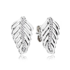 925 Silver Feather Stud Earrings Gift DIY Jewelry
