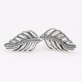 925 Silver Feather Stud Earrings for Women Gift DIY Jewelry