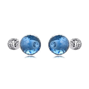 925 Silver Midnight Crystal Stud Earrings Wedding Jewelry