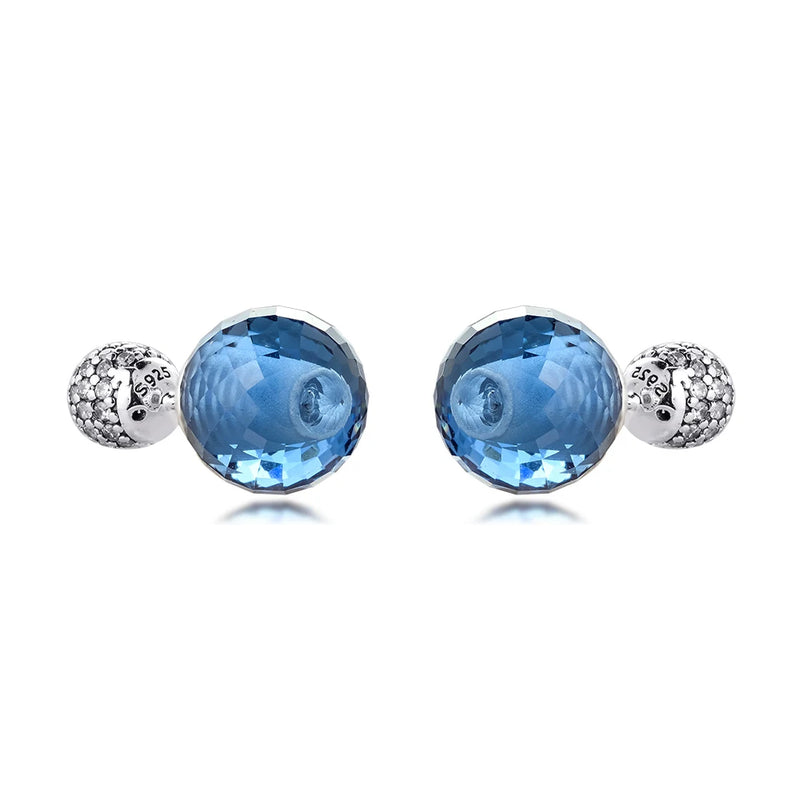 925 Silver Midnight Crystal Stud Earrings Wedding Jewelry