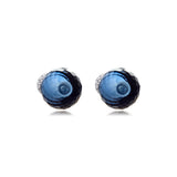 925 Silver Midnight Crystal Stud Earrings Wedding Jewelry