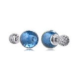 925 Silver Midnight Crystal Stud Earrings Wedding Jewelry