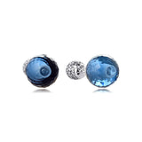 925 Silver Midnight Crystal Stud Earrings Wedding Jewelry