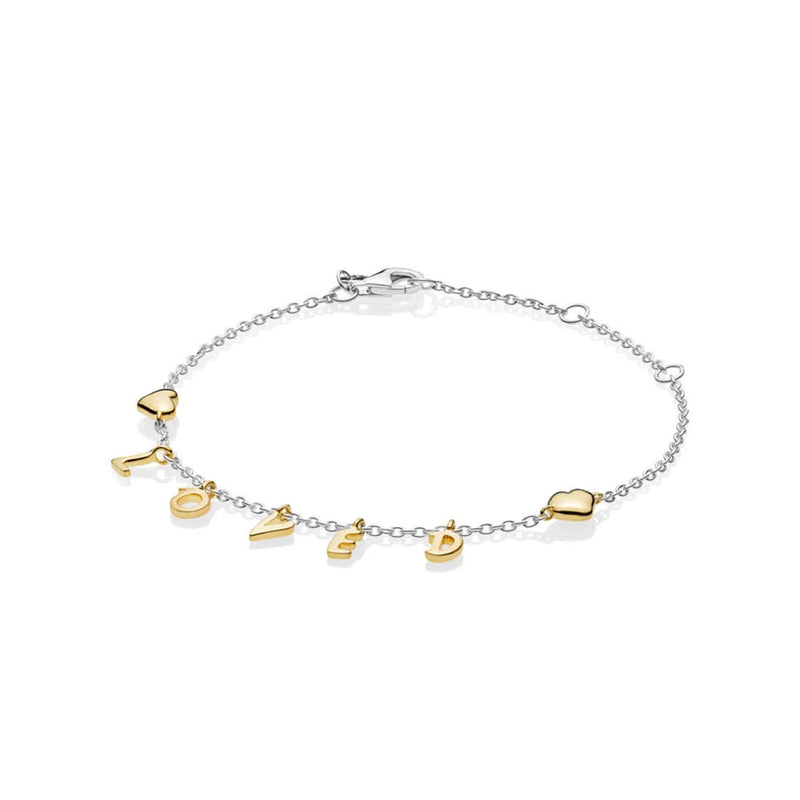 925 Sterling Silver Shine Loved Script Bracelet for Women