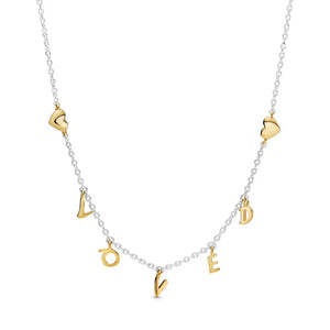 925 Silver Loved Script Necklace for Women