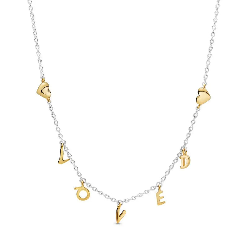 925 Silver Loved Script Necklace for Women